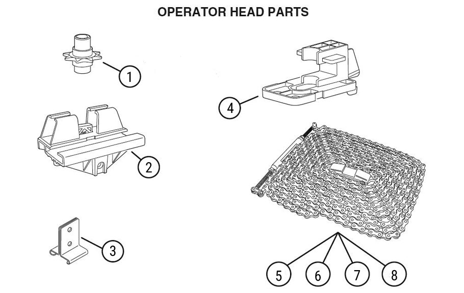 HCI Garage Door Opener Rail Replacement Parts Diagram
