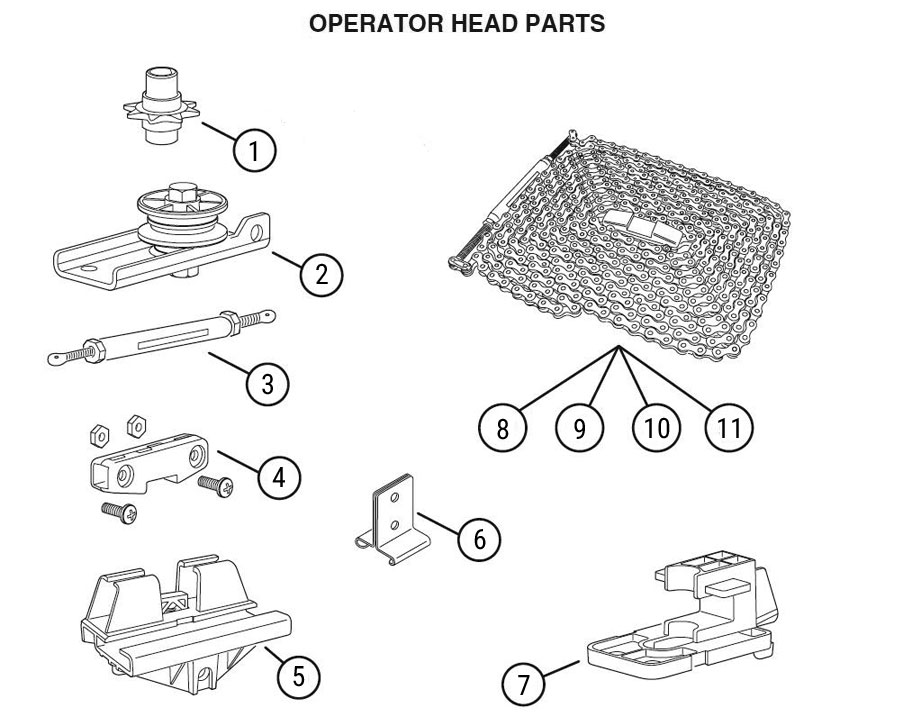 HCT Garage Door Opener Rail Replacement Parts Diagram